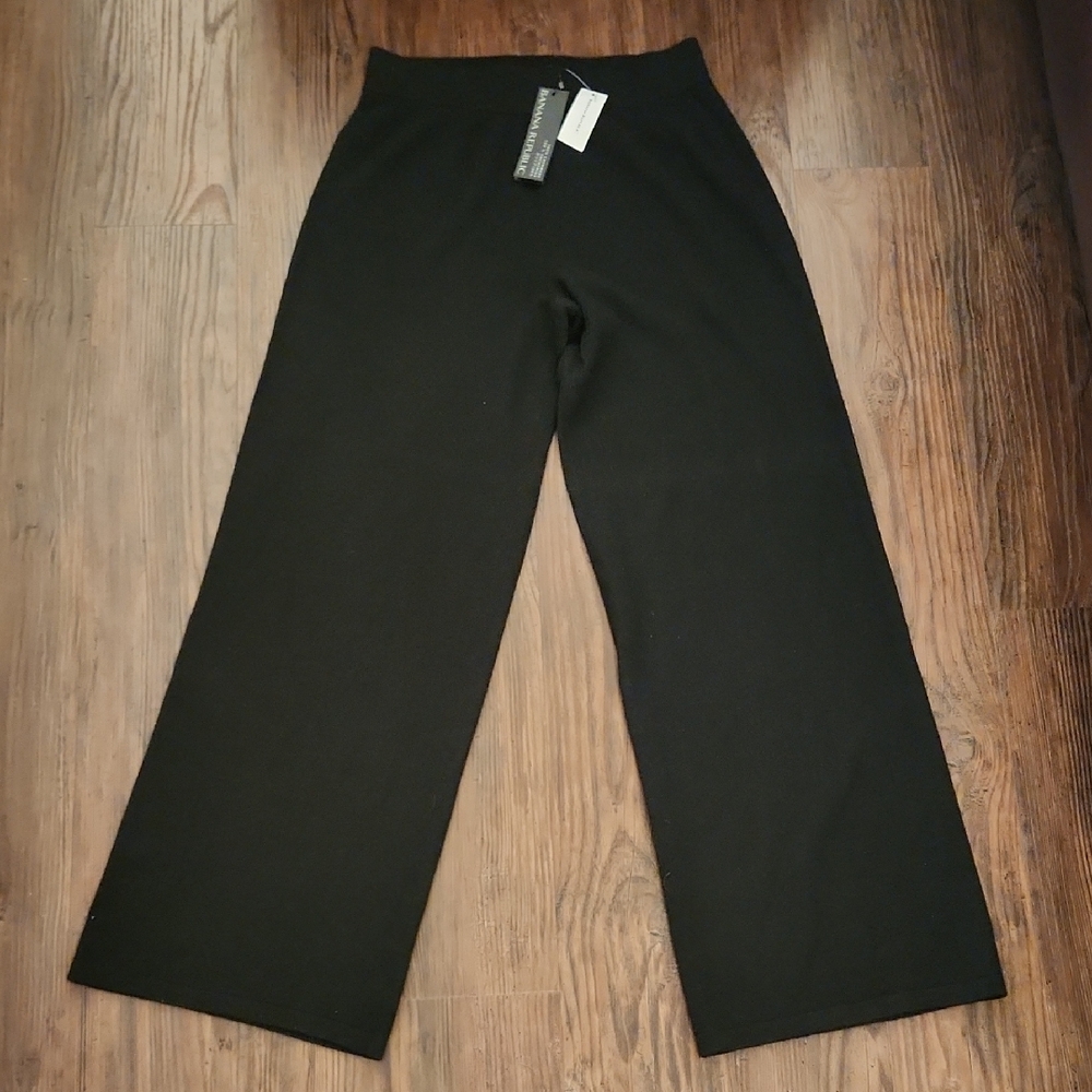 NEW Banana Republic Black 100% Cashmere Wide Leg Pants/Loungepants In sz MEDIUM